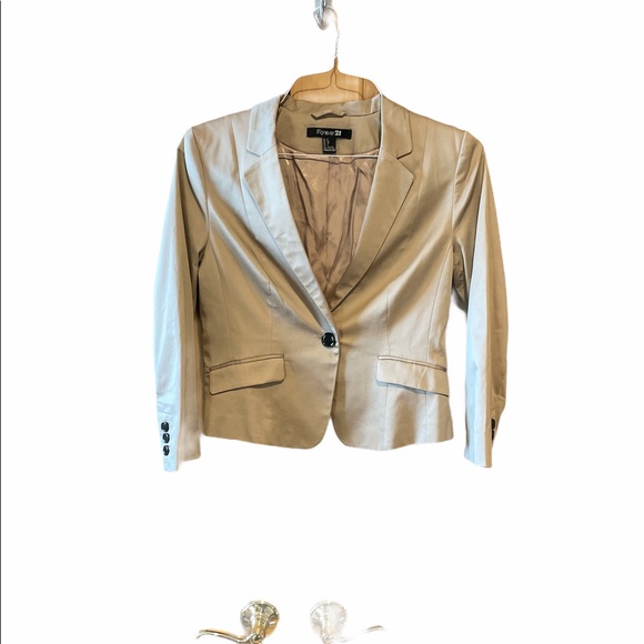 Forever 21 Blazer Jacket Suit Coat Tan 8 Business - Picture 1 of 13
